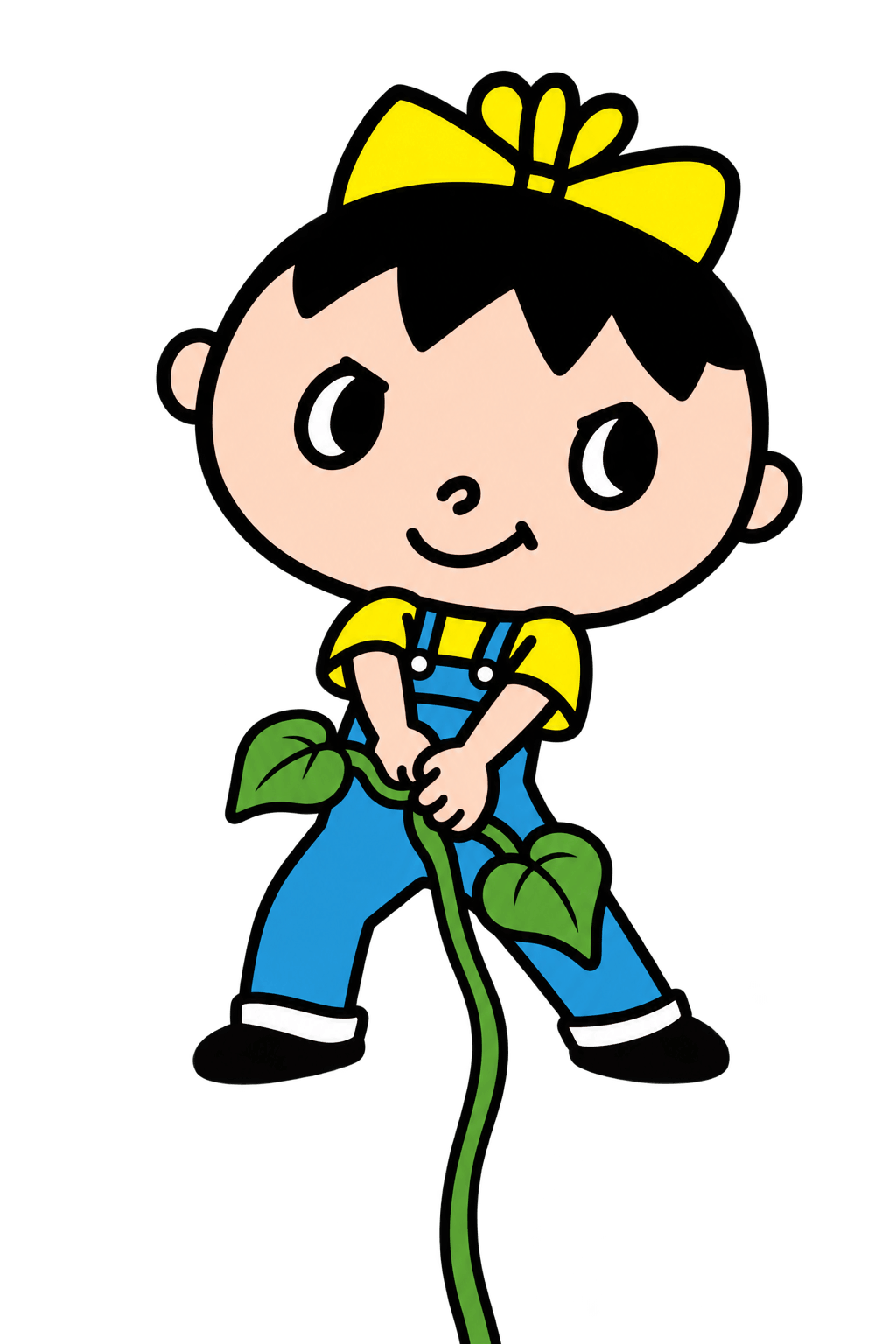 さつまいものつるを引っ張る葵ちゃん